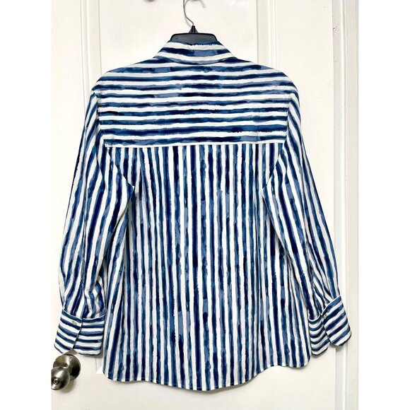 Vince women’s Painterly Stripe Oversized Shirt White Blue S - Picture 10 of 16